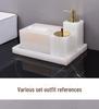Lux White Jade Bathroom Set: Basin, Tray, Tissue Box, Lotion Dispenser - 4 or 5 Piece Set