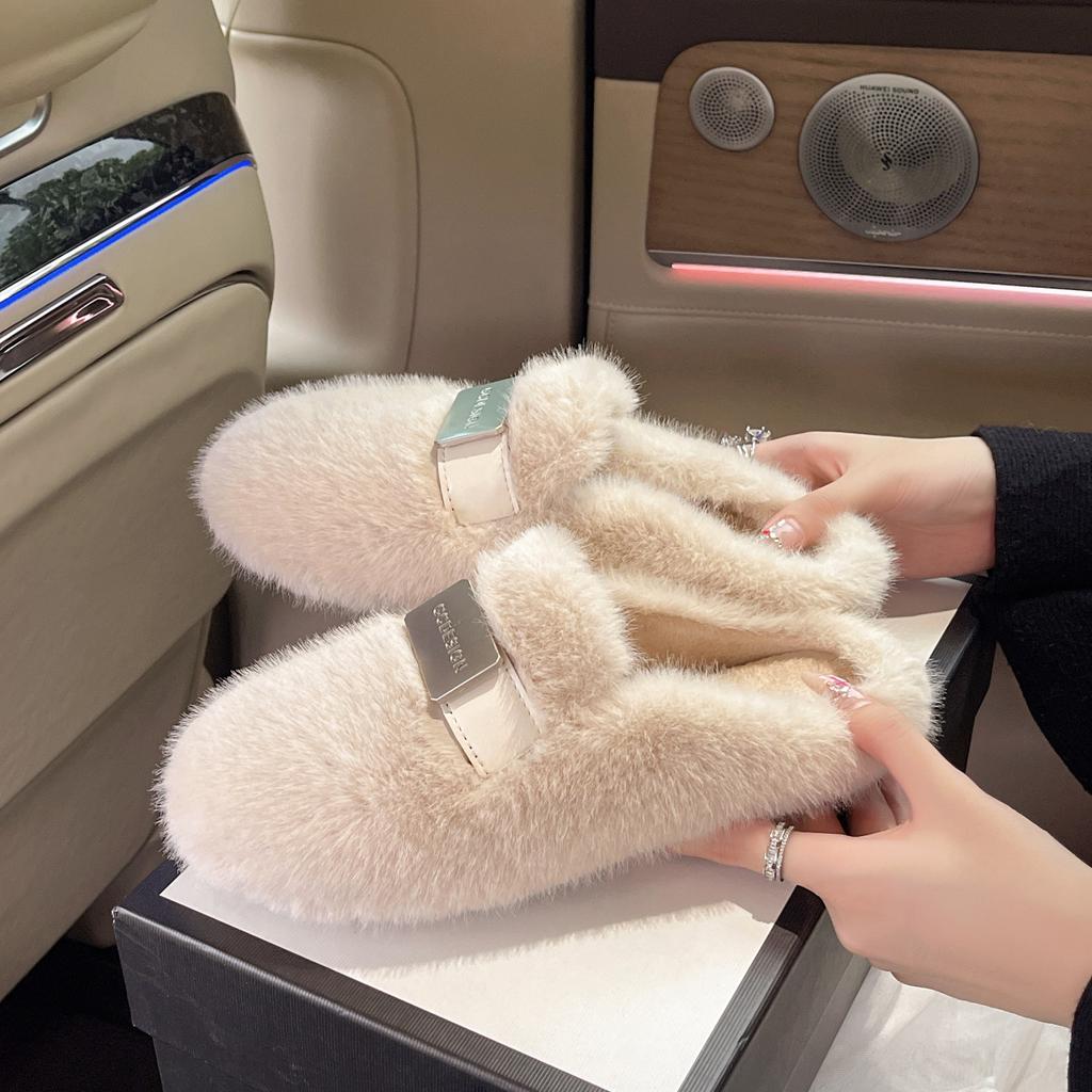 Women's Plush Slippers - Warm and Warm Countertop Cotton Winter Home Slippers Thick Bottom Casual Indoor Shoes