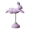 Wooden Bunny Figurine, Nordic Style Floating Running Rabbit Statue with Base for Desk, Bookshelf, TV Cabinet Home Decor