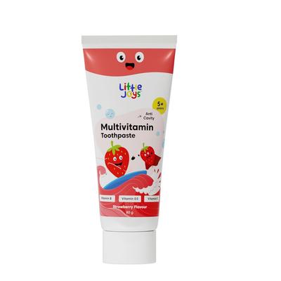 Little Joys Multivitamin Çürük Korumalı Diş Macunu 80G|5 Yaş Üzeri Çocuklar İçin|Çilek Aromalı|A, D3 ve E Vitaminli|Bakterilerle ve Çürüklerle Savaşır