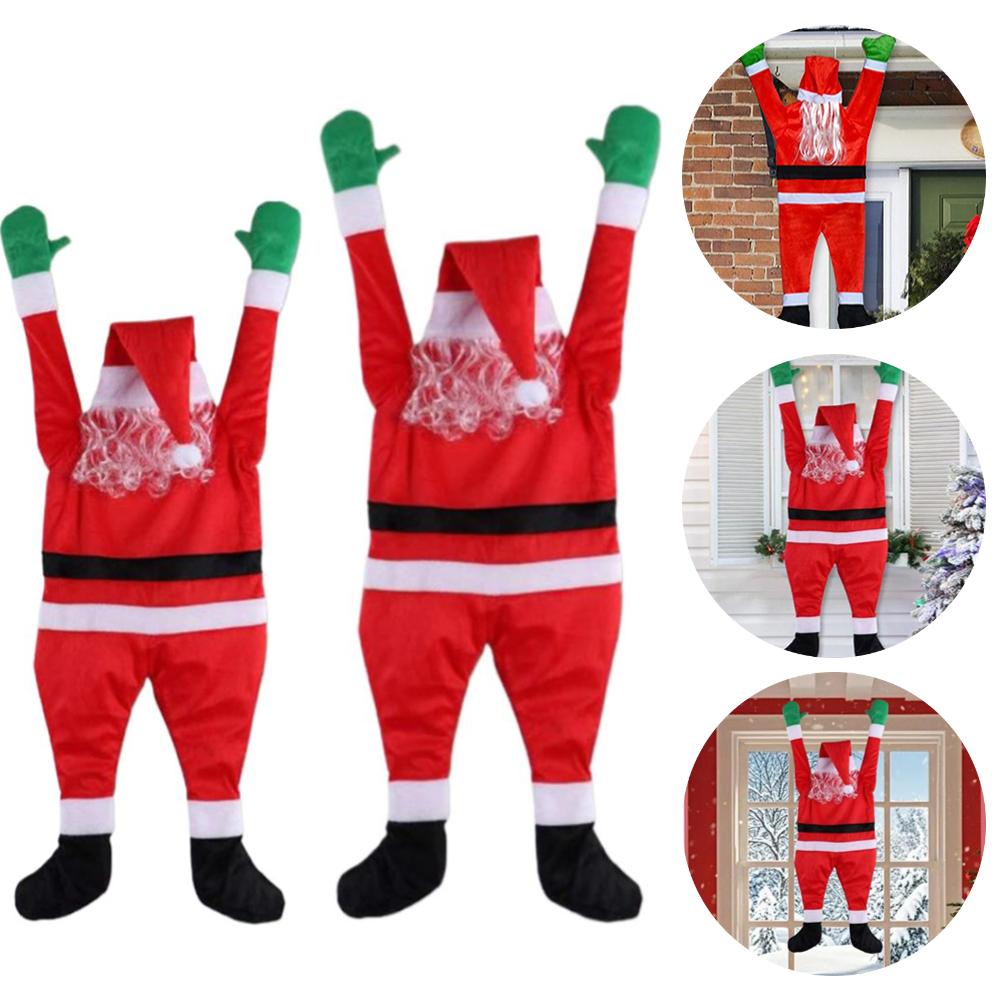 110/170cm Climbing Santa Plush Set Hanging For Window Balcony Roof Chimney 2025 Merry Christmas Gift Holiday Decor