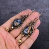 Natural Sodalite Gemstone Handmade Copper Wire Wrap Jewelry Earring 3.47" S9L59