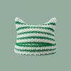 Nuovo Cappellino Streetwear Giapponese Harajuku Diavoletto a Strisce Cappello a Maglia Donna Ragazze Autunno Inverno Carino Cappellino con Orecchie da Gatto