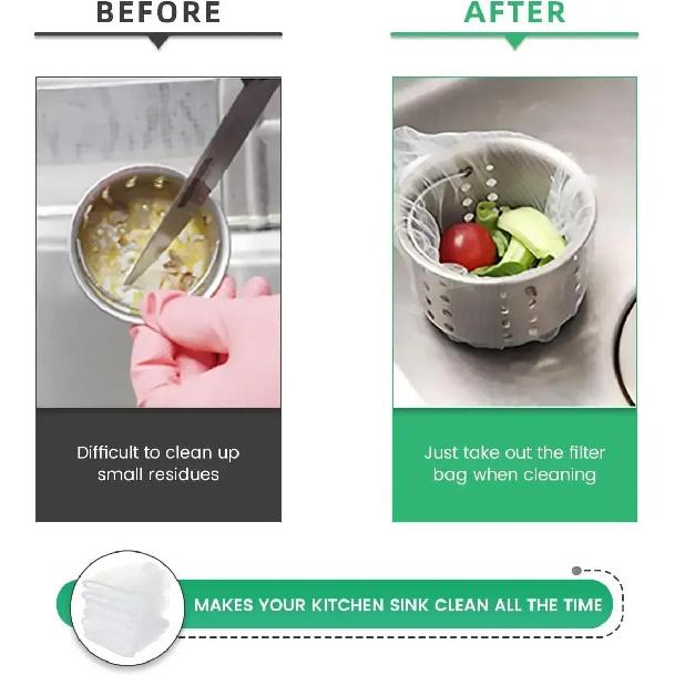 Kitchen Sink Saver 100pcs Disposable Mesh Bags Sink Strainer Sink Net Filter Bags for Collecting Food Waste Leftover Garbage6