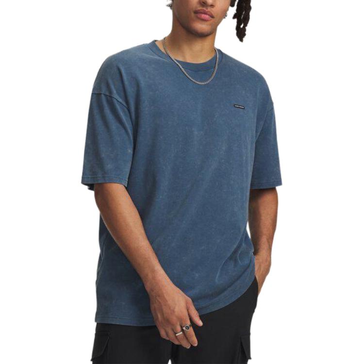 Under Armour Logo Wash Loose Fit Crew Neck Short Sleeve T-Shirt Men Tops 1389147-498 S