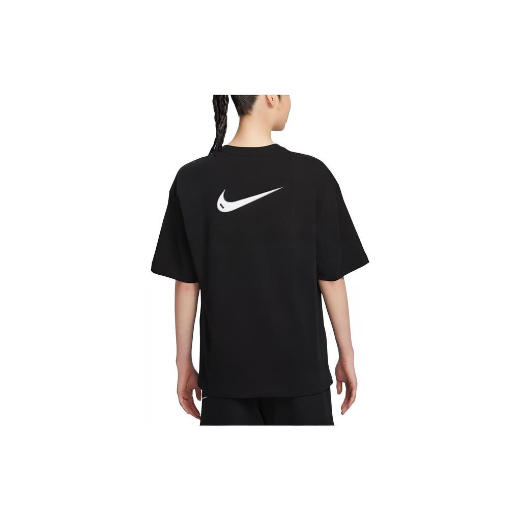 Nike Solid Color Logo Fashion Comfortable Casual Round Neck Sport T-Shirt With Drop Shoulder Sleeves Women Tops Black HJ3947-010