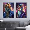 Funny Party Animals Boxer Dog/Siamese cat/Duck/Tiger Poster Canvas Painting DJ Music Wall Art Pictures Home Club Bar Decor