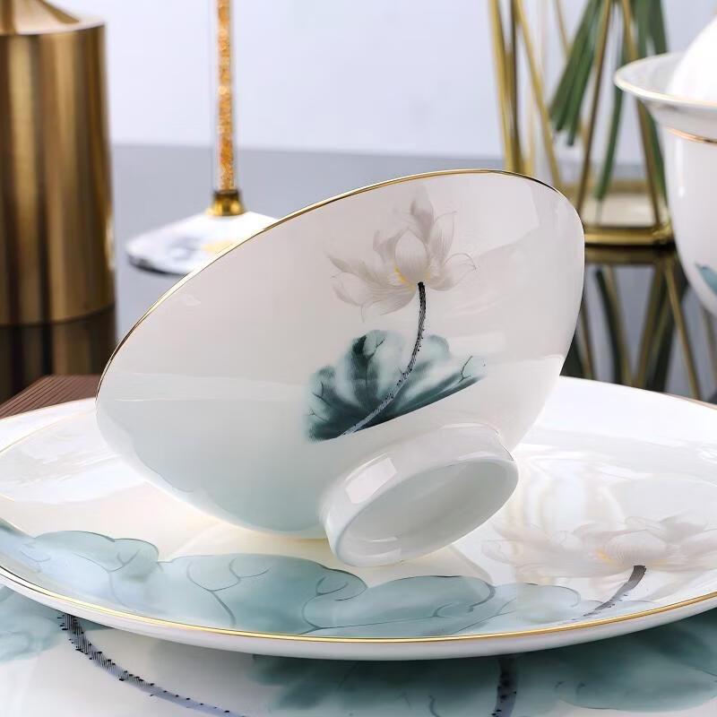 Abay High Bone China Lotus Rhyme 3-Piece Tableware Set