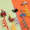 24 Bug Birthday Party Supplies Reusable Plastic Straws for Insect Themed Party Favors Decorations with 2 Cleaning Brushes