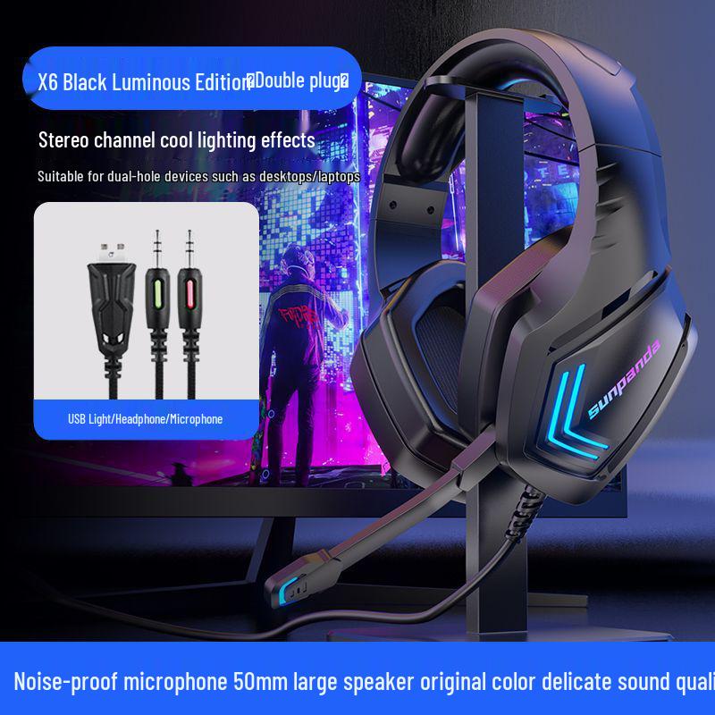 Gaming USB Headphones: Noise-Cancelling with Cool Lighting Effects for PC & Laptop