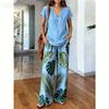 16 overseas hot-selling printing sets, classic European and American style, loose wide-leg pants women's fashion wear two-piece set
