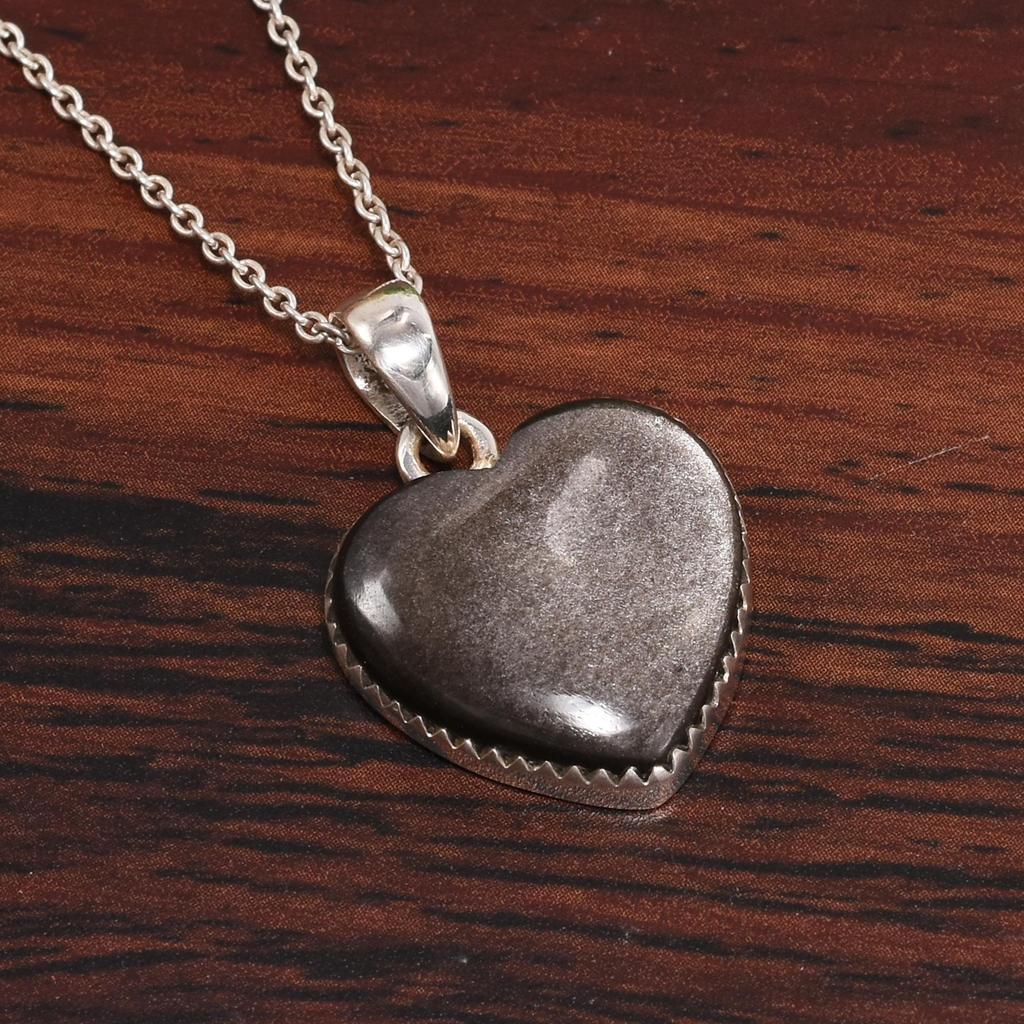 Amazing Sheen obsidian Necklace pendant, 925 sterling silver pendant, handmade silver jewelry, gift for her