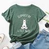Women's Buddhist Style Alpaca Print Loose Round Neck Short Sleeved T-shirt for Women Shirt