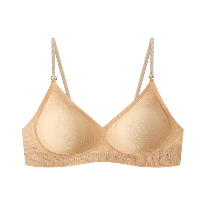 Deep V invisible liquid foundation seamless small chest gathering fine flash shoulder strap breathable backless cross beautiful back bra