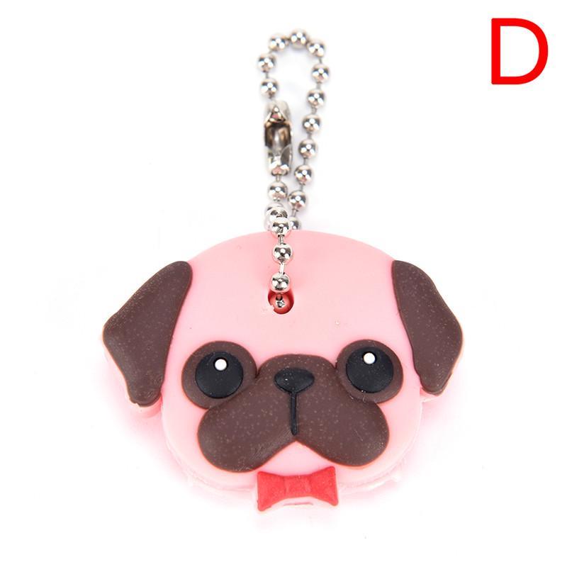 Silicone Puppy Pug Cat Rabbit Key Cover Cap Keychain Key Ring Pvc Key Case  Gift