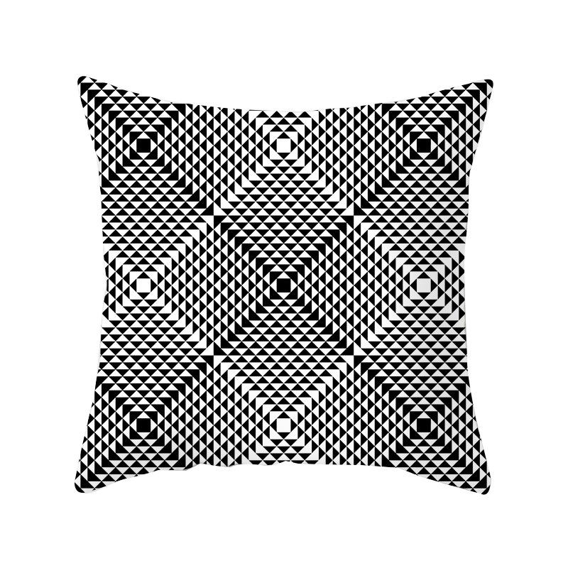 Simple Style Home Decoration Abstract Geometric Grid Black and White Lines Light Luxury Sofa Waist Support Pillow Cover Cushion