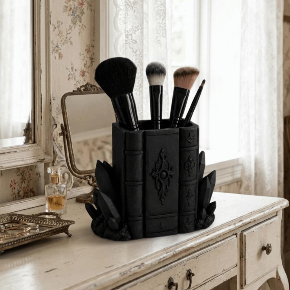 Gothic Style Magic Book Crystal Pen Holder Large Capacity Makeup Brush Storage Box for Home