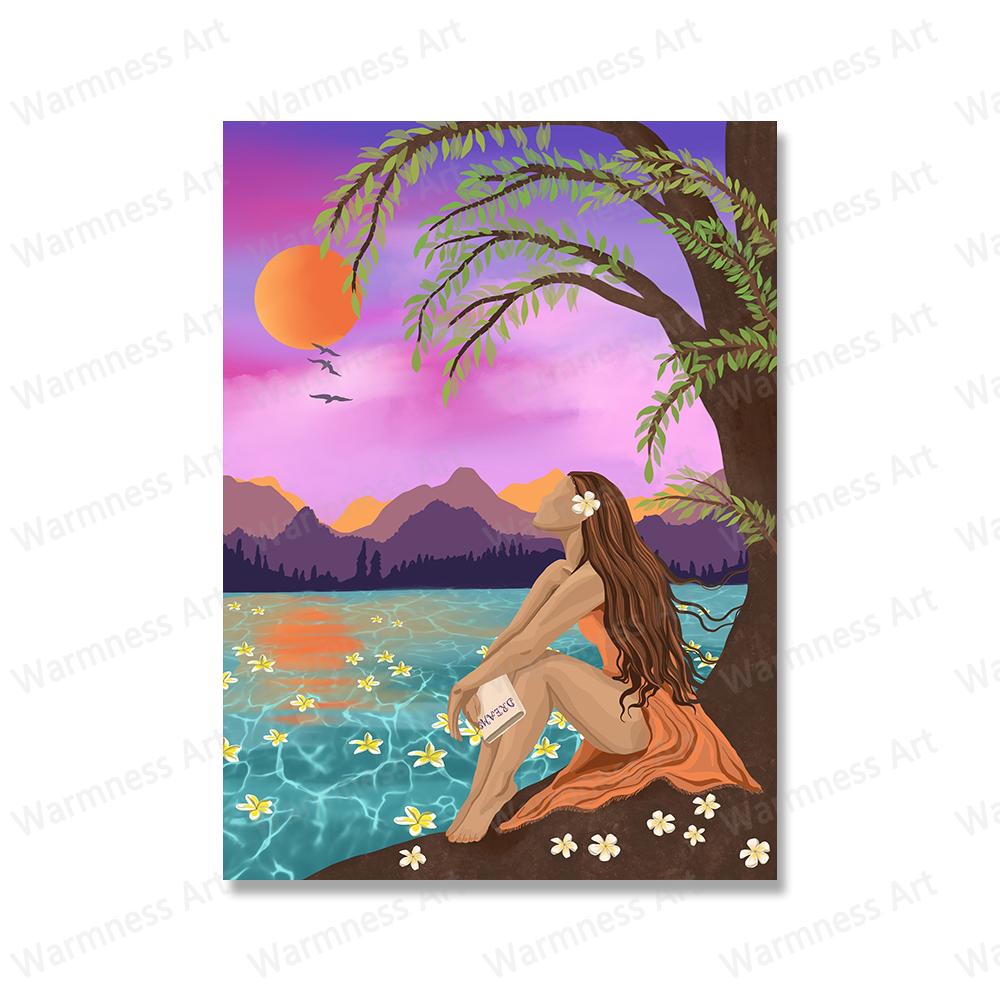 

Мать Природа Женское Настенное Искусство Холст Картина Девушка на Качелях Плакаты И Принты Дикие Женские Настенные Картины Для Декора Гостиной Без Рамки 21*30cm No Frame