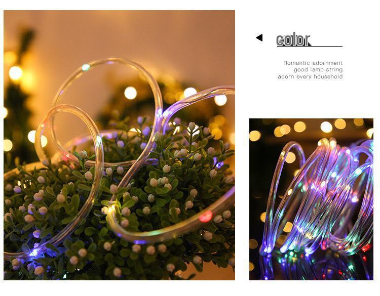 Colorful Outdoor Solar LED Tube Strip Lights - USB/Battery Powered Christmas Lighting with Copper Wire