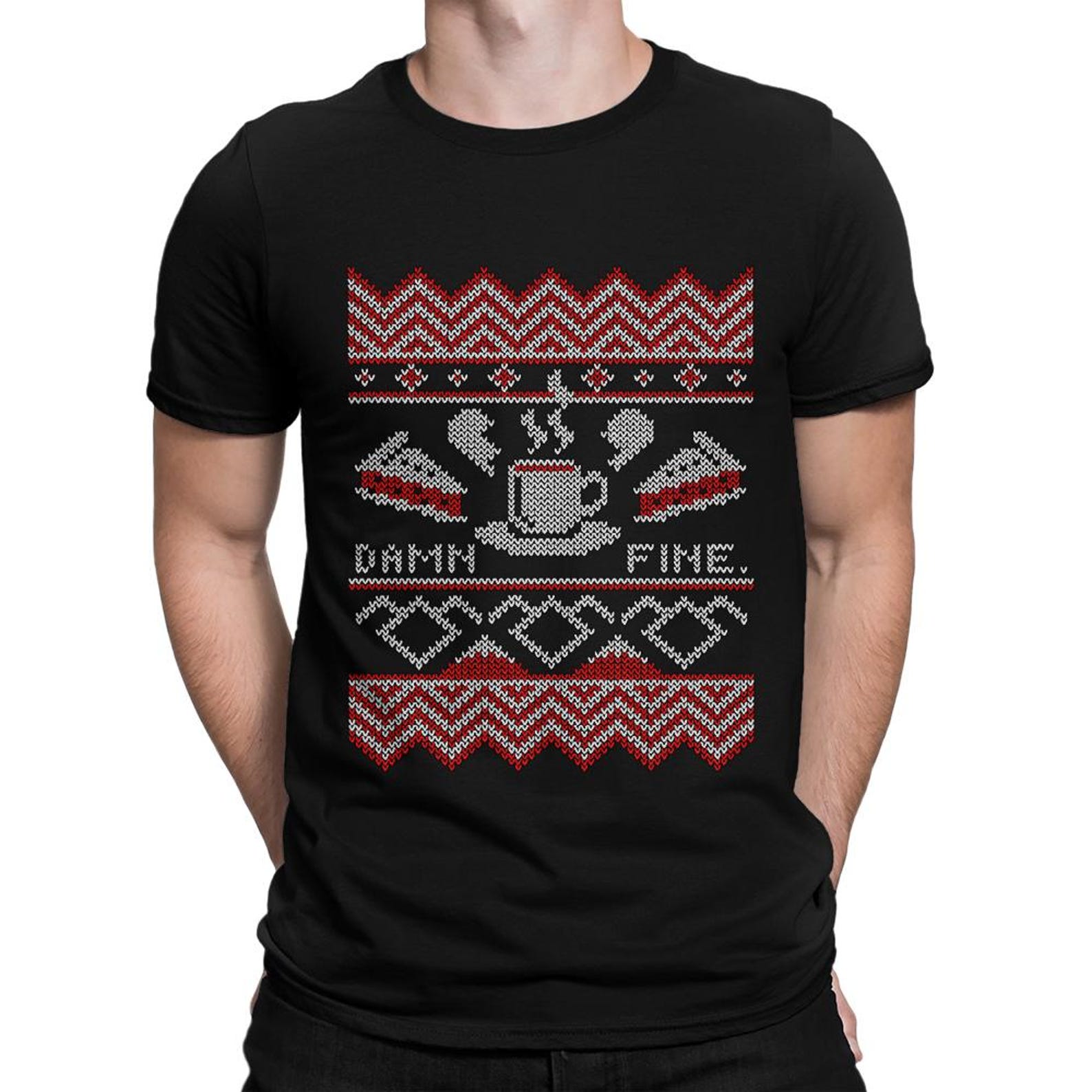 Twin Peaks Damn Fine Ugly Christmas T-Shirt, Men s and Women s Sizes L