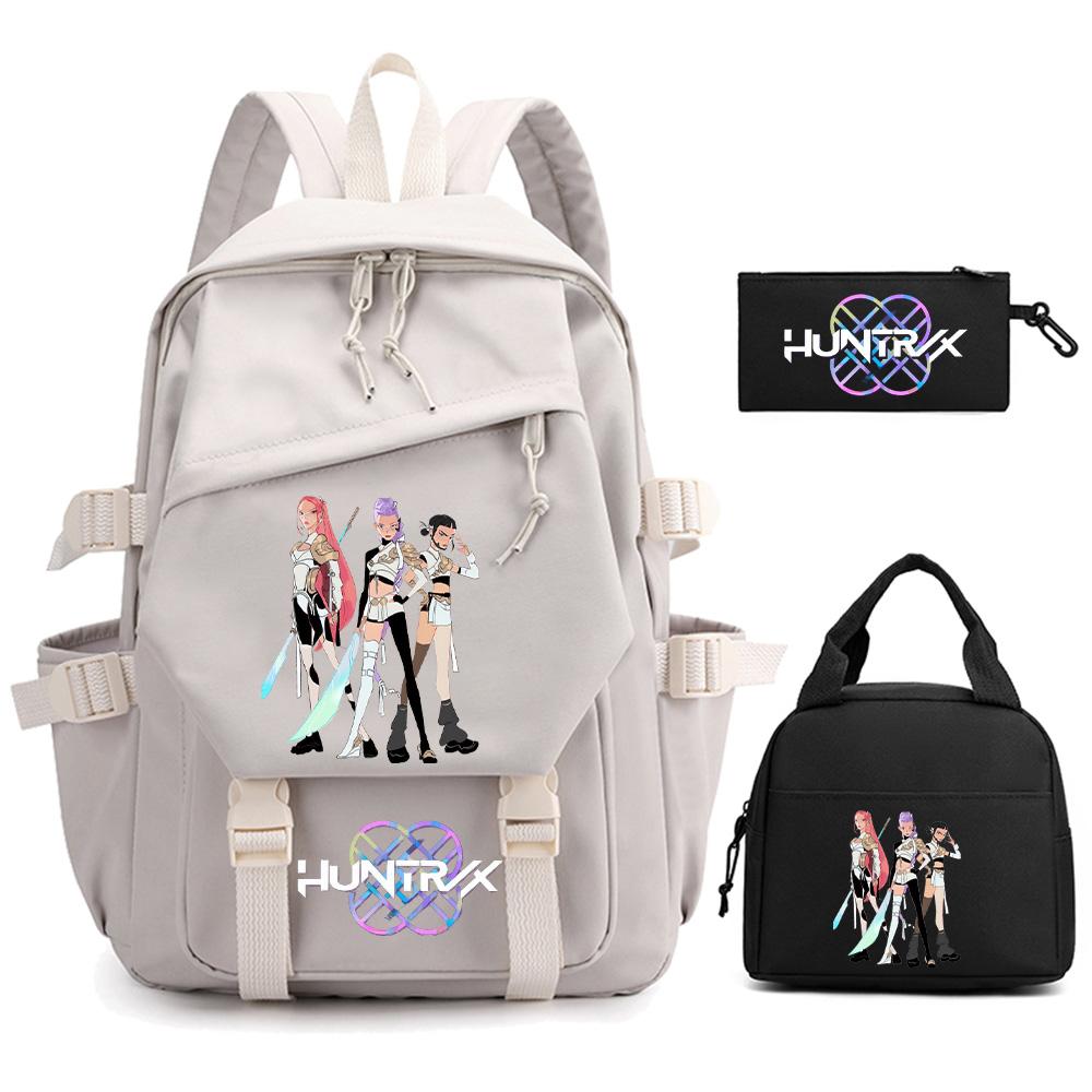 3 Stück/Set Cartoon Kpop Dämonenjäger Bedruckter Rucksack für Teenager Kinder Schüler Große Kapazität Schultasche Mädchen Geschenk Frauen wasserdichte Reisetasche