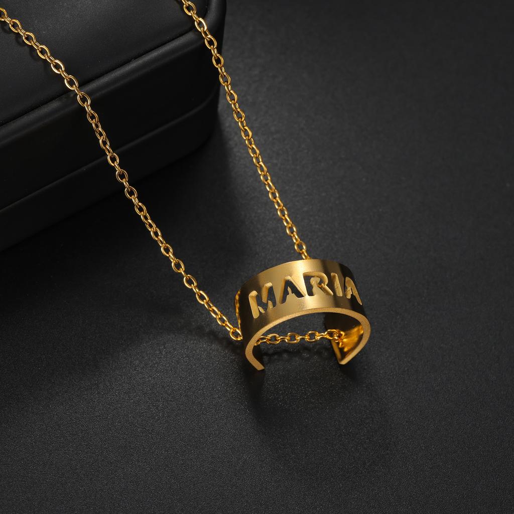 Atoztide Custom Name Necklace Delicate Circle Stainless Steel Jewelry for Women Hollow Nameplate Choker Chain Personalized Gift