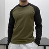 Pánský podzimní zimní spodní top Slim Fit Raglánový rukáv Patchworkový O-výstřih Pulovr Strečový Dlouhý rukáv Střední délka Fitness Cvičení Denní nošení Košile