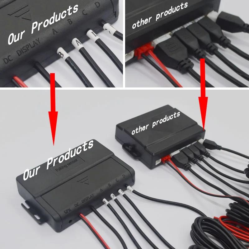 Car 4 Parking Sensor Kit  Flat 16.5mmParktronic Reversing Backup Radar Recoil Auto Detector  Assistance Voice Buzzer Automobile