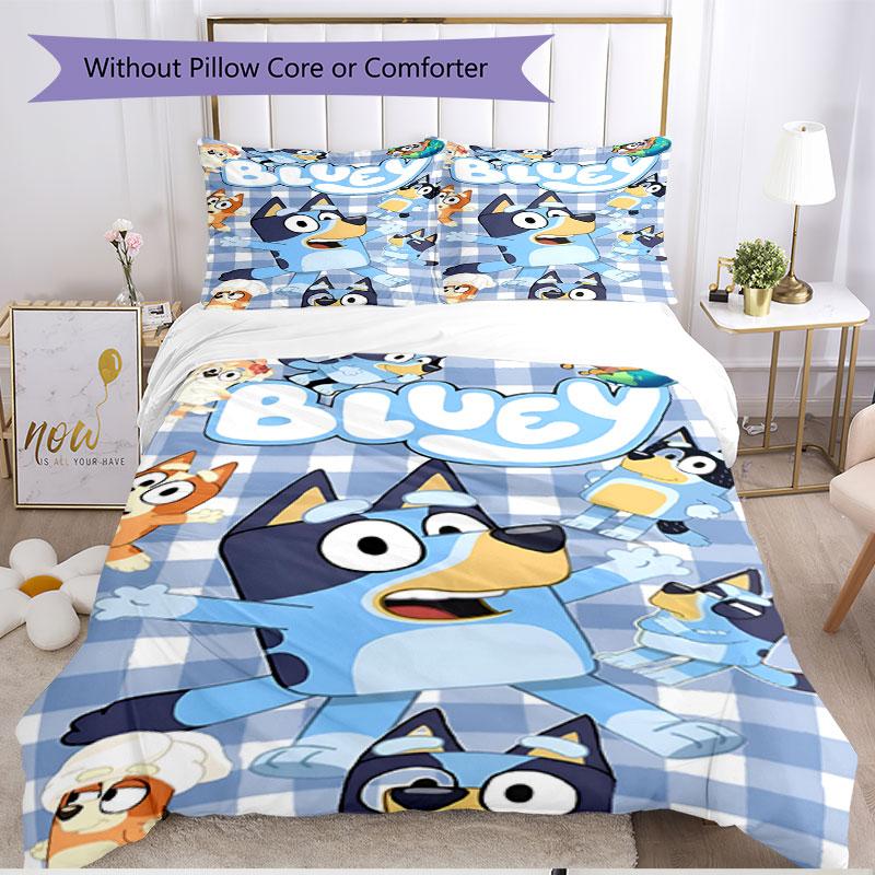 3pcs Duvet Cover Set (1*Duvet Cover + 2*Pillowcase, Without Core), Bluey Print Soft All‑Season Bedding Set, Home Bedroom Decor Gift