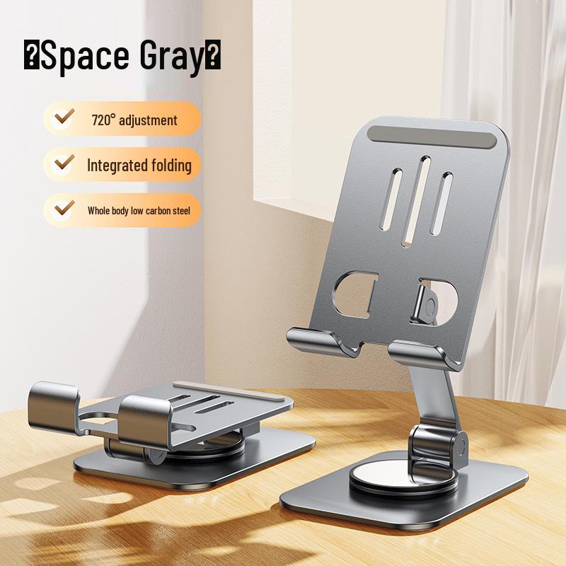 Multifunctional Aluminum Phone Holder: Rotating, Folding, All-Metal Desktop Stand with Custom Logo