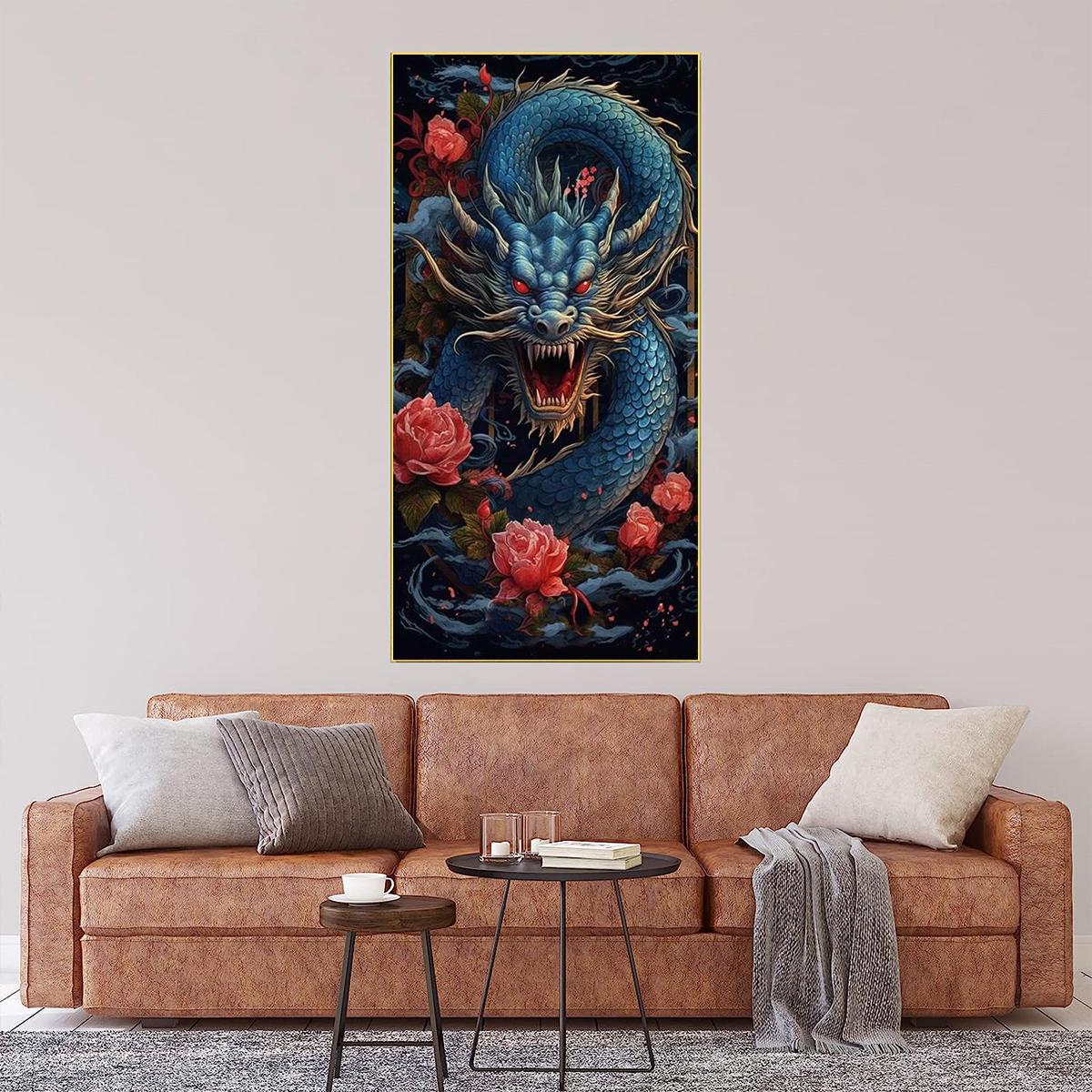 

DIY Алмазная картина Дракон с клыками и когтями Набор для вышивки крестом Мозаика Искусство Алмазная картина Полный круг/Квадратный алмаз Украшение дома Square 30x80cm