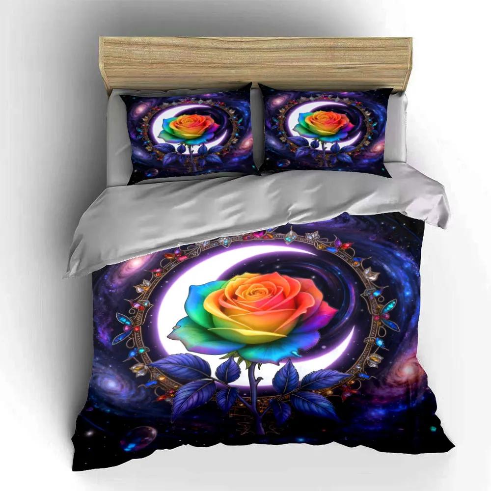 "Galaxy Rose Three-Piece Set" Soft Comfortable Duvet Cover Bedding Set Included 1*Duvet Cover & 2*Pillowcases Gift