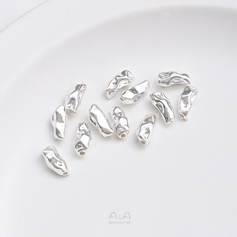 Color-Preserving Copper-Plated 925 Silver Irregular Spacer Beads for Baroque-Style DIY Pearl Jewelry