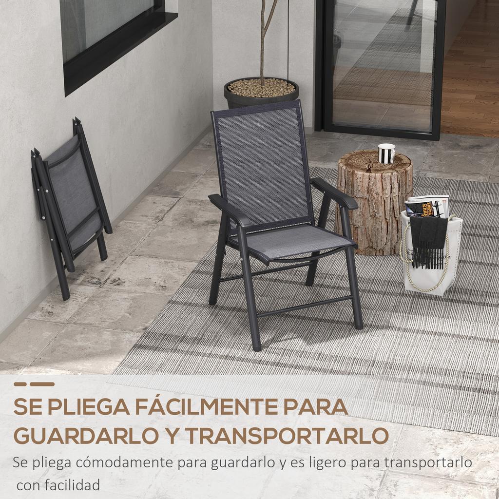 Set of Two Folding Garden Chairs - Dark Grey