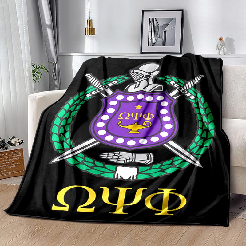 1pc Blanket Omega Psi Phi Print Design, Lightweight Blanket for Sofa, Bed- Soft &Warm, Gift for All Seasons like Christmas, Halloween