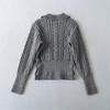 Retro Sweter Krótki z Dekoltem i Splotem Warkoczowym w Koreańskim Stylu WS9295-26