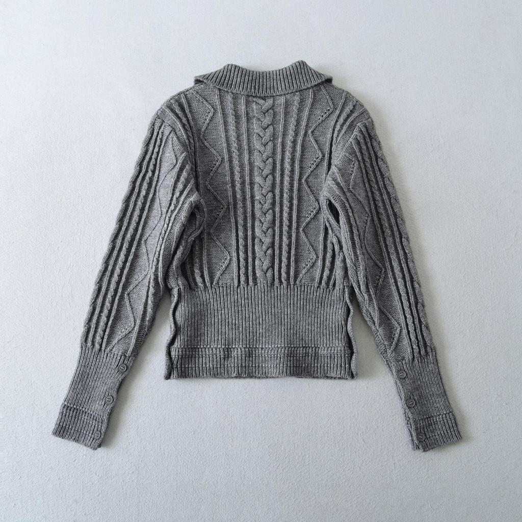 Retro Sweter Krótki z Dekoltem i Splotem Warkoczowym w Koreańskim Stylu WS9295-26
