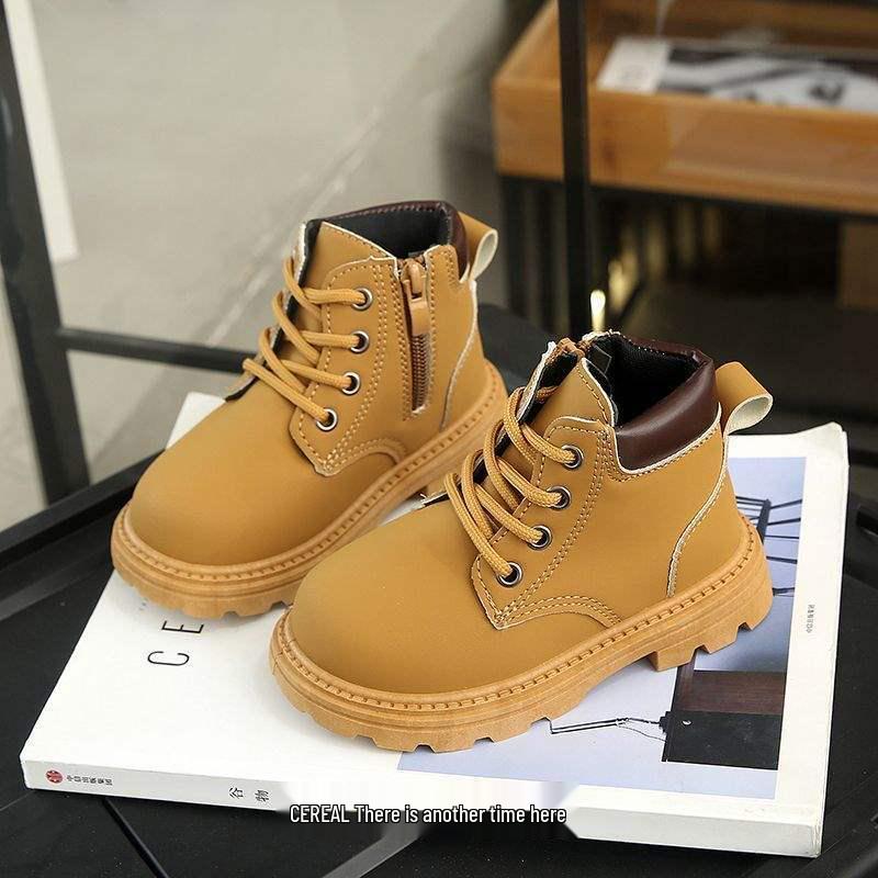 Kids' Plush Martin Boots 2025: Autumn/Winter New British-Style Short Snow Boots for Boys and Girls