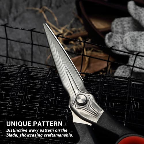LIVINGO Damascus Scissors - Premium Heavy-Duty Steel, Sharp Blades, Ideal for Cutting Fabric, Cardboard, and Metal Wire, Retro Industrial Design, with