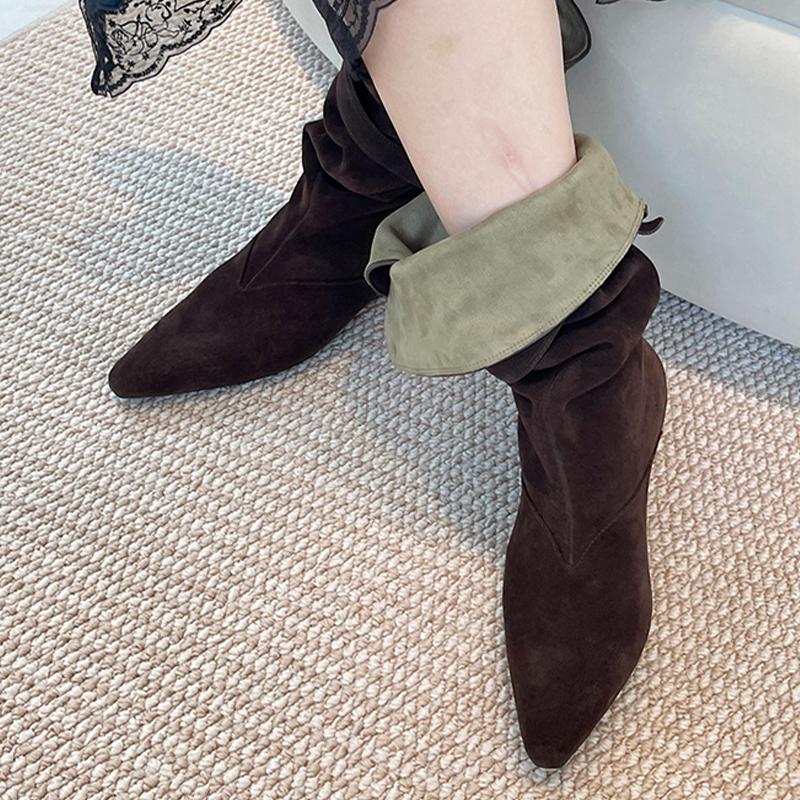 2026Nuovi Stivali da Donna di Design Moda Scarpe con Tacco Basso da Vestito Punta Acuta Stivaletti alla Caviglia Botas Invernali Retrò Mujer Chelsea Stivaletti Corti