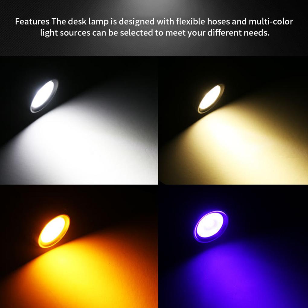USB Reading Lamp Flexible Hose Clip Light Eye Protection Bedroom Bedside Lighting Light Black