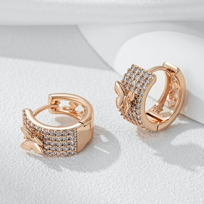 Kienl  Full Shiny Natural Zircon Butterfly Drop Earring For Women Fashion  Rose Gold Color Crystal Daily Vintage Jewelry