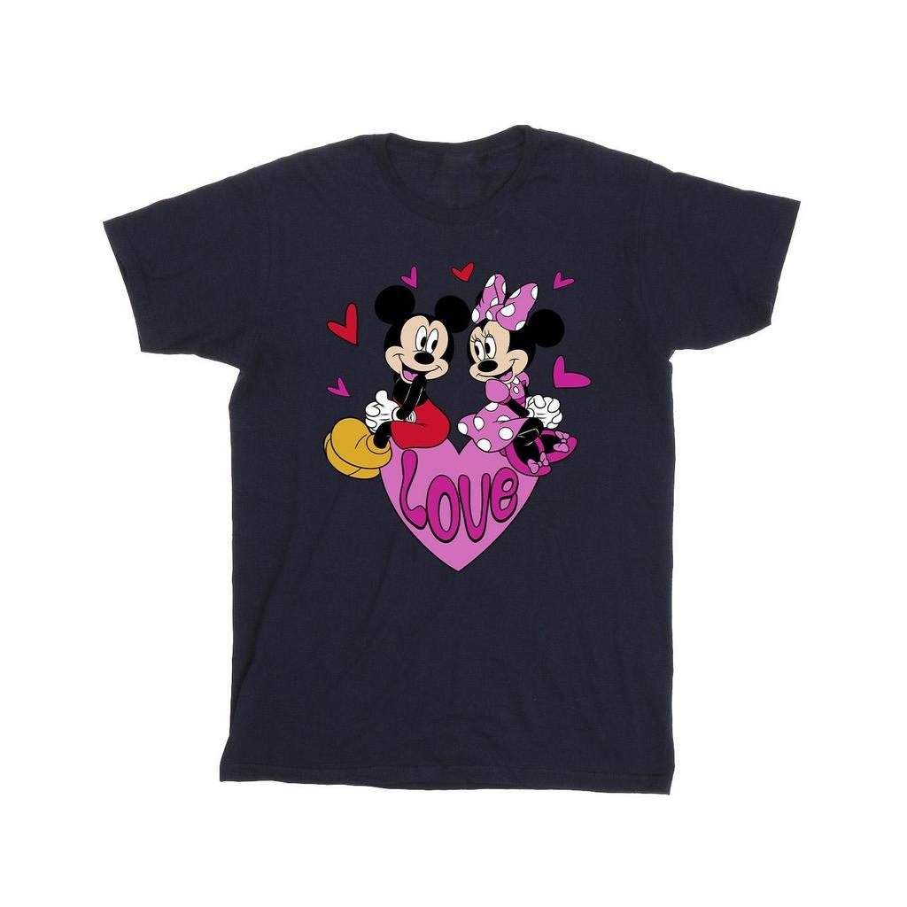 Disney Boys Love Hearts Mickey & Minnie Mouse Hearts Cotton T-Shirt