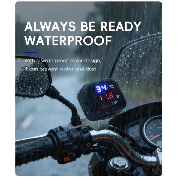 3in1 Mini Water Temperature Gauge Voltmeter Motor Phone USB Charger Emergency Charging LCD Digital Display Universal For KTM