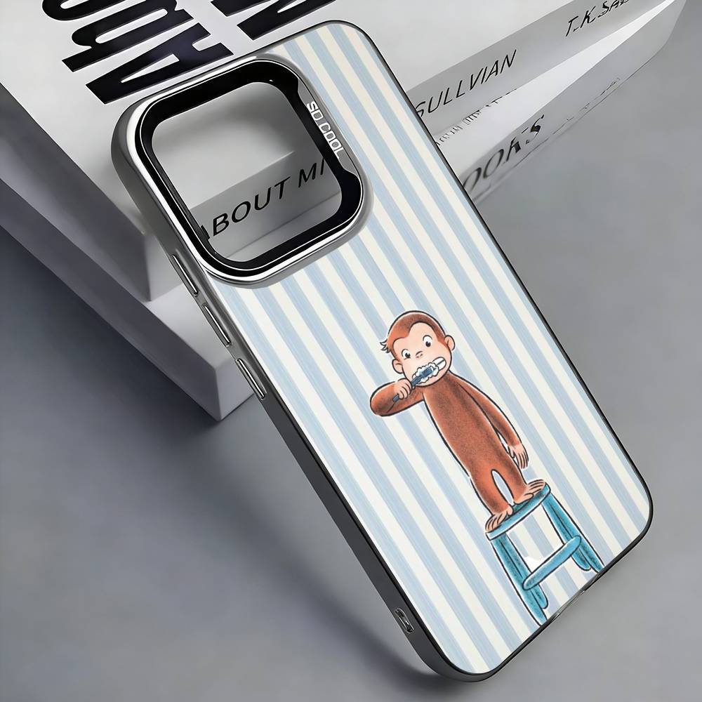 

Mokey C-Curious G-Georges Phone Case For iPhone 17, 16,15,14,13,12,11 Plus,Pro Max, Colorful Silver Funda Cover iPhone14Plus