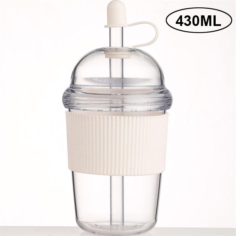 430ML Plastic Coffee Cup Cold And Heat-Resistant Water Cup Reusable Leak Proof Milk Coffee Cup Boba Cups with Lids and Straw