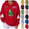 Women's Casual Christmas Print Long Sleeve Hoodie Sweatshirt for Holiday Wear