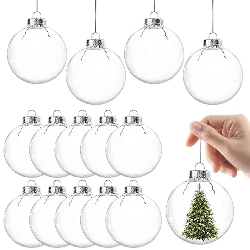 6Pcs Clear Fillable Christmas Ball Ornaments Xmas Tree Hanging Bauble Pendant 2025 Christmas Decoration For Home New Year Gifts