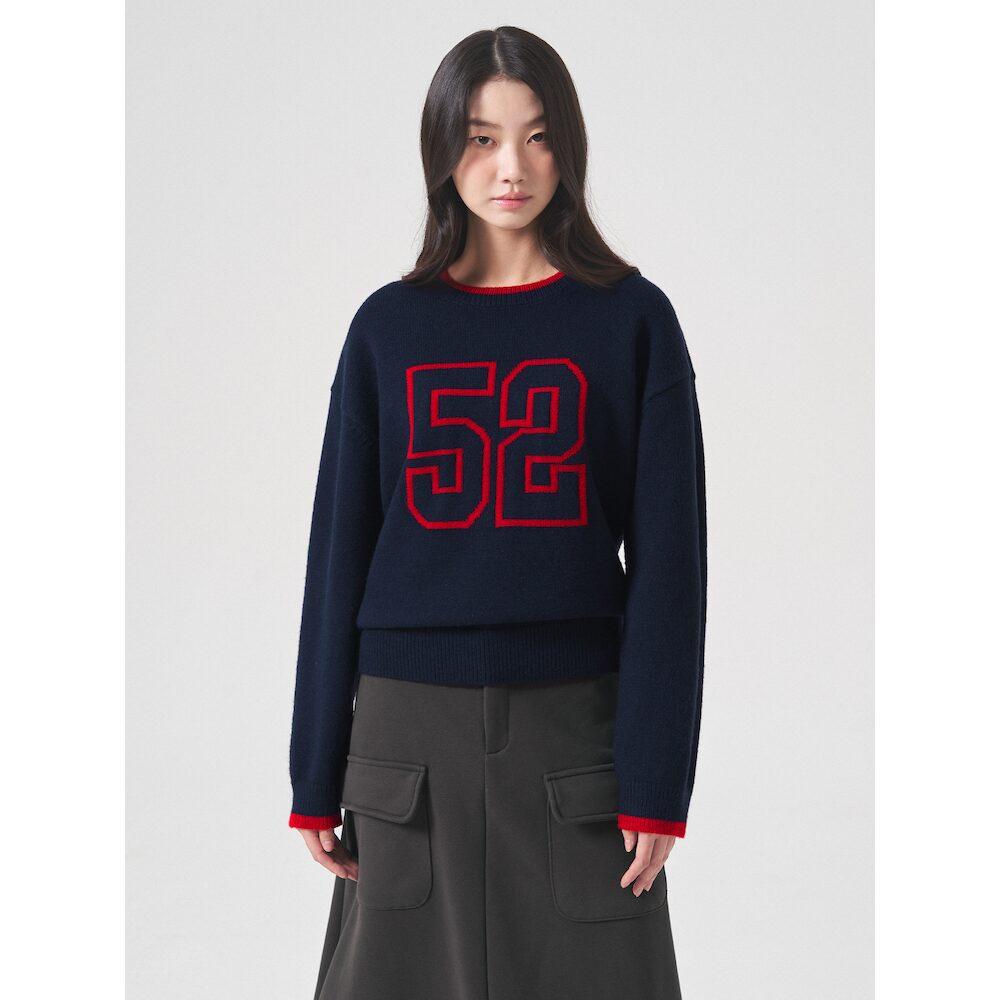 8SECONDS Numbering Round Neck Pullover Navy