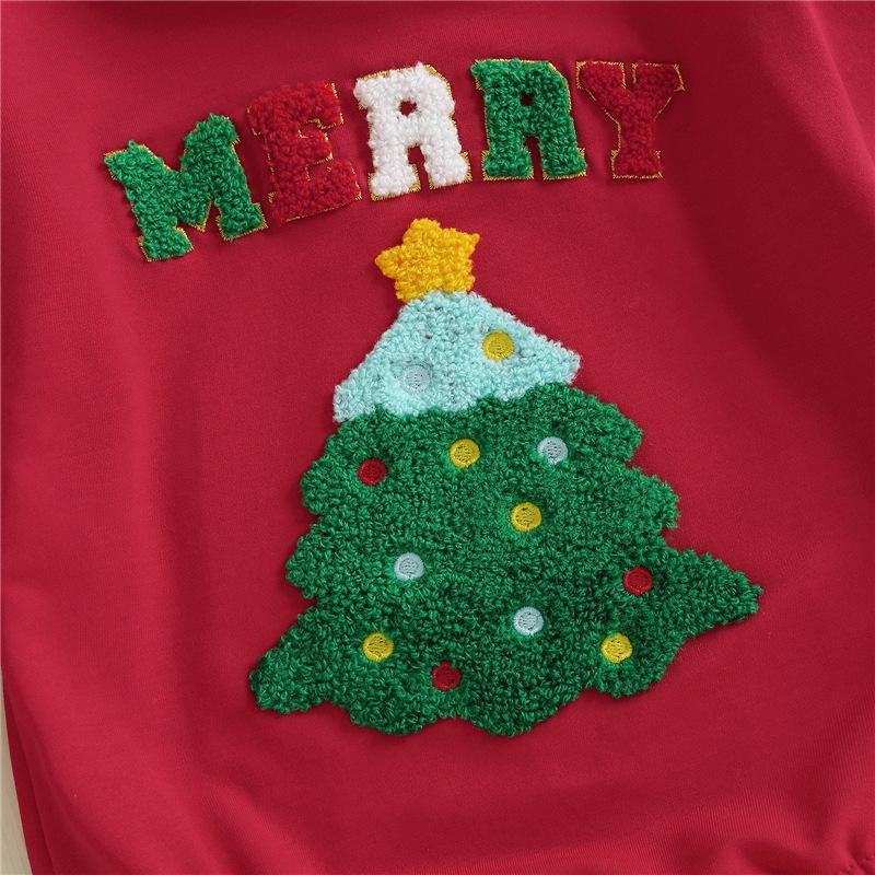Infant & Toddler Christmas Tree Embroidered Long Sleeve Romper